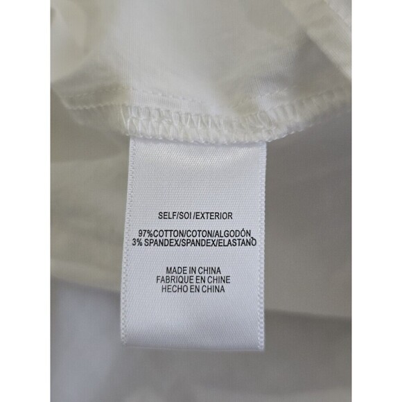 WAYF White Mini Dress Womens Size Small Puff Sleeves Open Tie Back Cotton POCKET - Picture 11 of 13